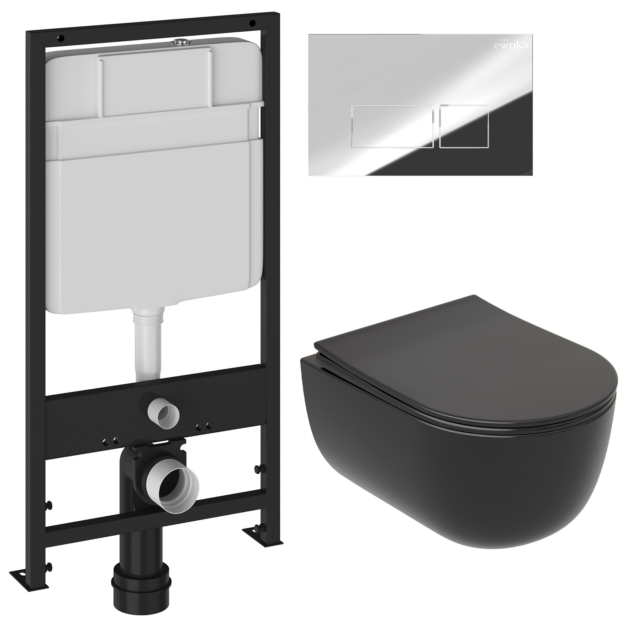 Унитаз Ceramicanova Modena Rimless CN6063MB с инсталляцией Ewrika ProLT 0026-2020