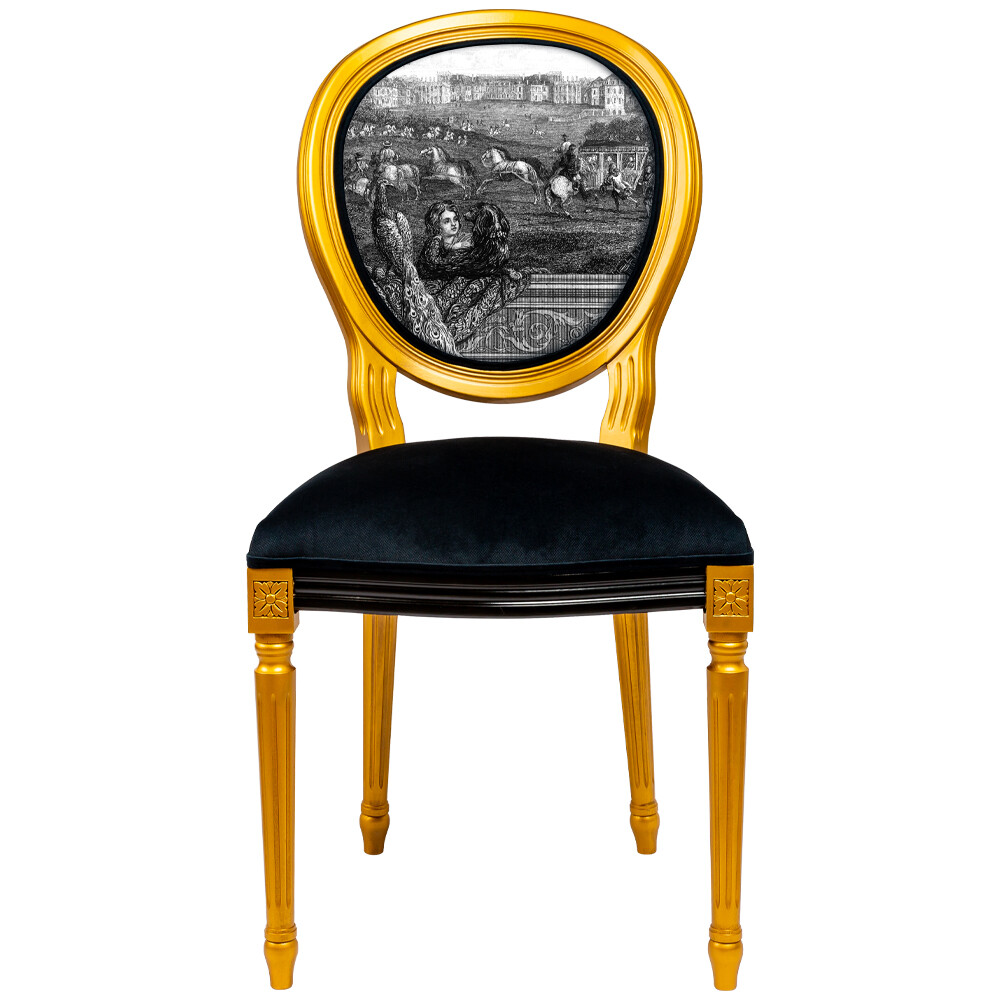 Стул с мягким сиденьем и спинкой черно-золотой «Версаль. Апрель, Телец» 21102704