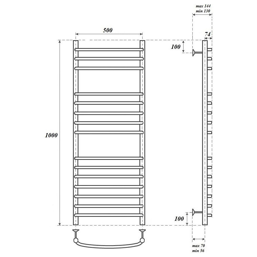 Полотенцесушитель электрический 50х100 см хром Point "Альфа" PN05150SE П15 - изображение 4