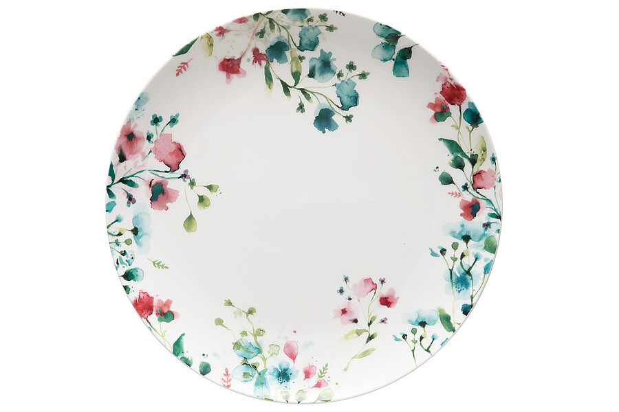 Тарелка фарфоровая обеденная 27,5 см белая с цветами Primavera