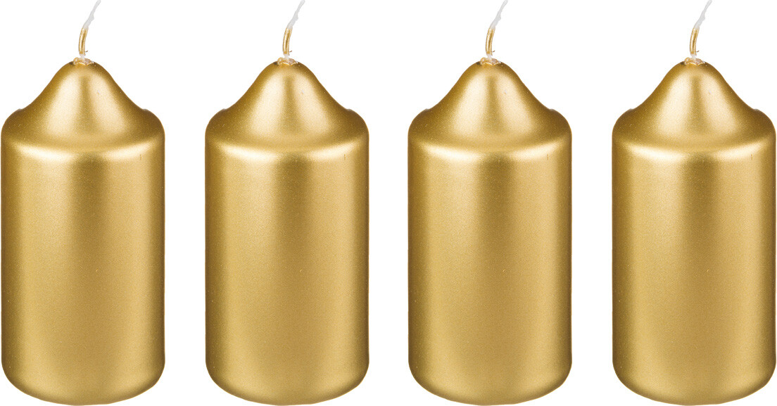 Свечи золотые металлик 10 см, 4 штуки