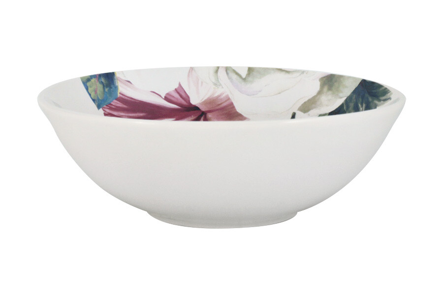 Тарелка фарфоровая суповая 18 см белая с цветами &quot;Магнолия&quot;