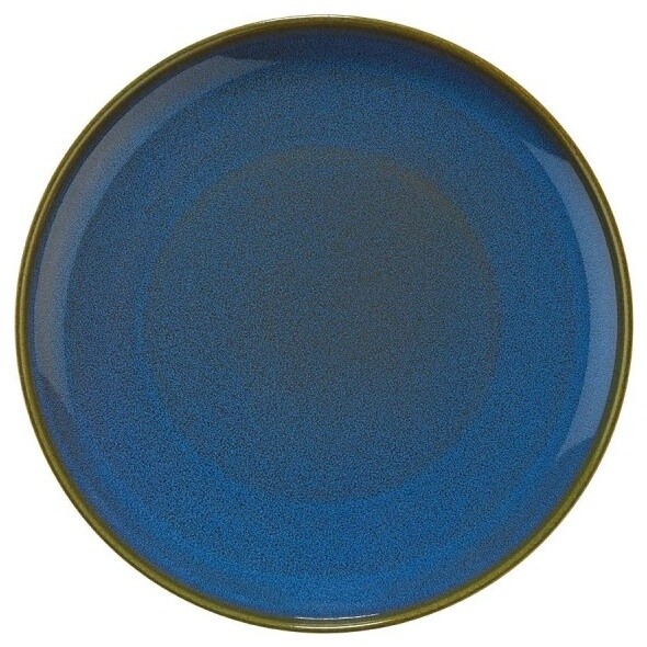 Тарелка с бортом фарфоровая круглая 20 см синяя Crouton Blue