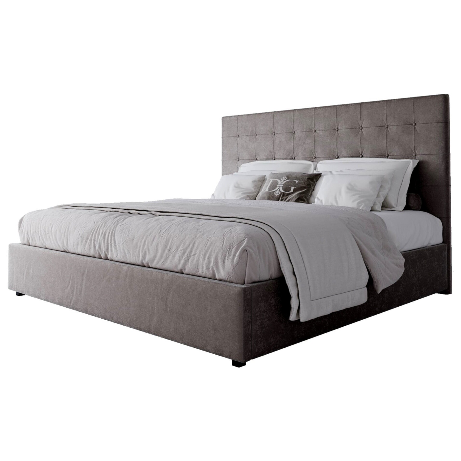 Кровать Royal Black евро с мягким изголовьем 200х200 см светло-коричневая