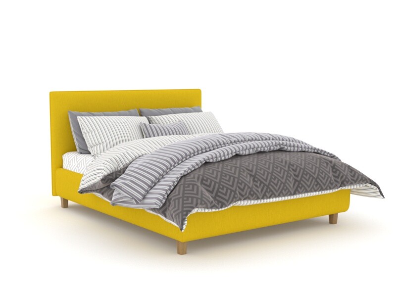 Кровать с подъемным механизмом двуспальная 160х200 желтая &quot;Турку&quot; Box High