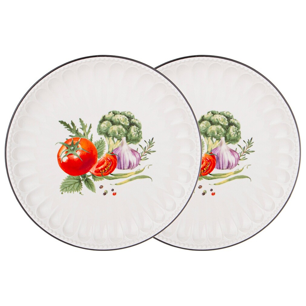Тарелки обеденные фарфоровые 26 см 2 шт белые, красные Kitchen Passions