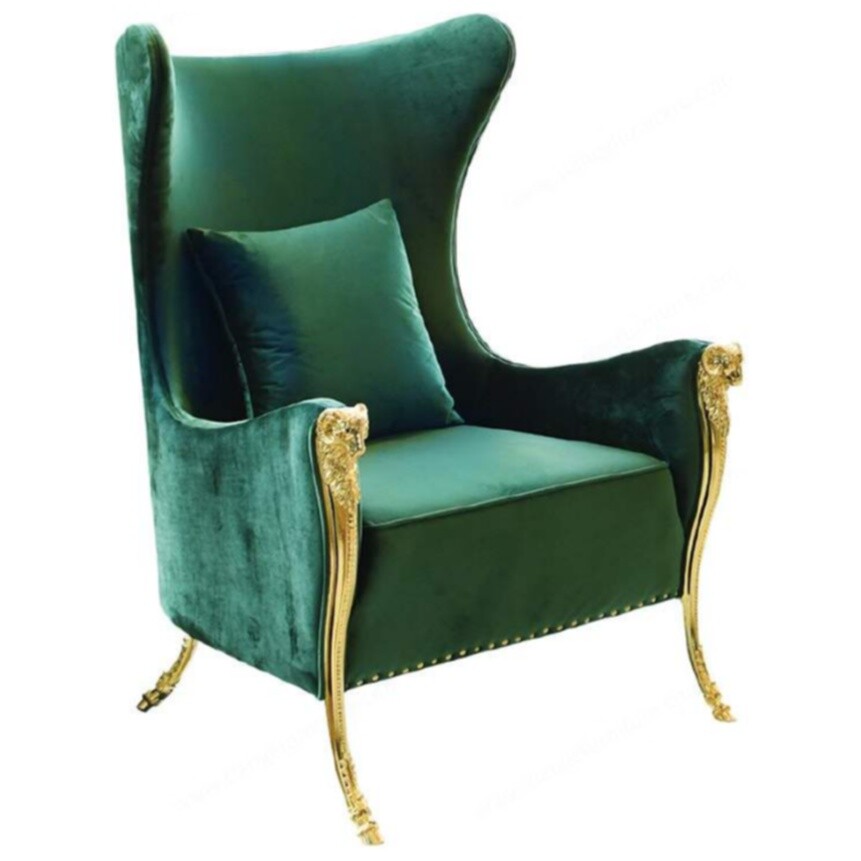 Кресло с ушами зеленое Emerald Wingback