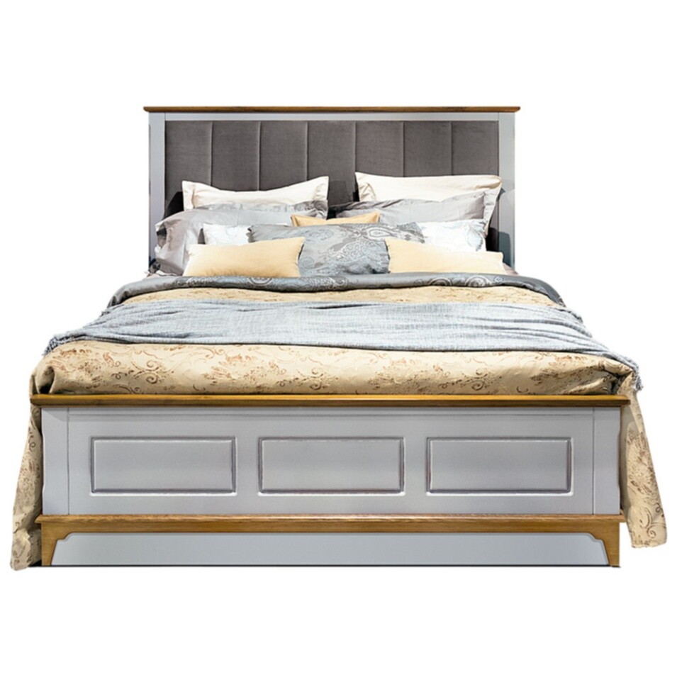 Кровать полутораспальная с мягким изголовьем 140х200 см муссон, дуб Brianson
