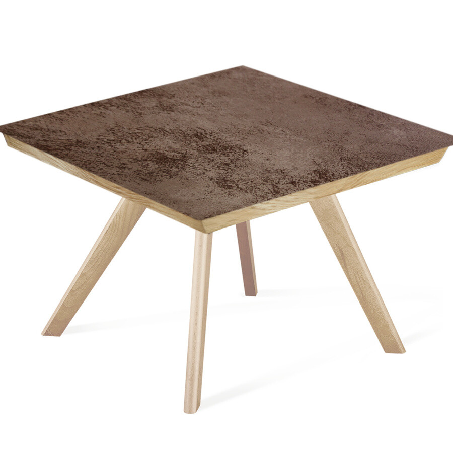Журнальный столик коричневый со столешницей из дуба и керамики 60 см S39/ТT8