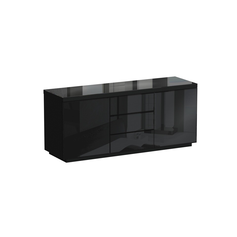 Буфет черный с 3 ящиками 177х77 см стекло черное Kristal