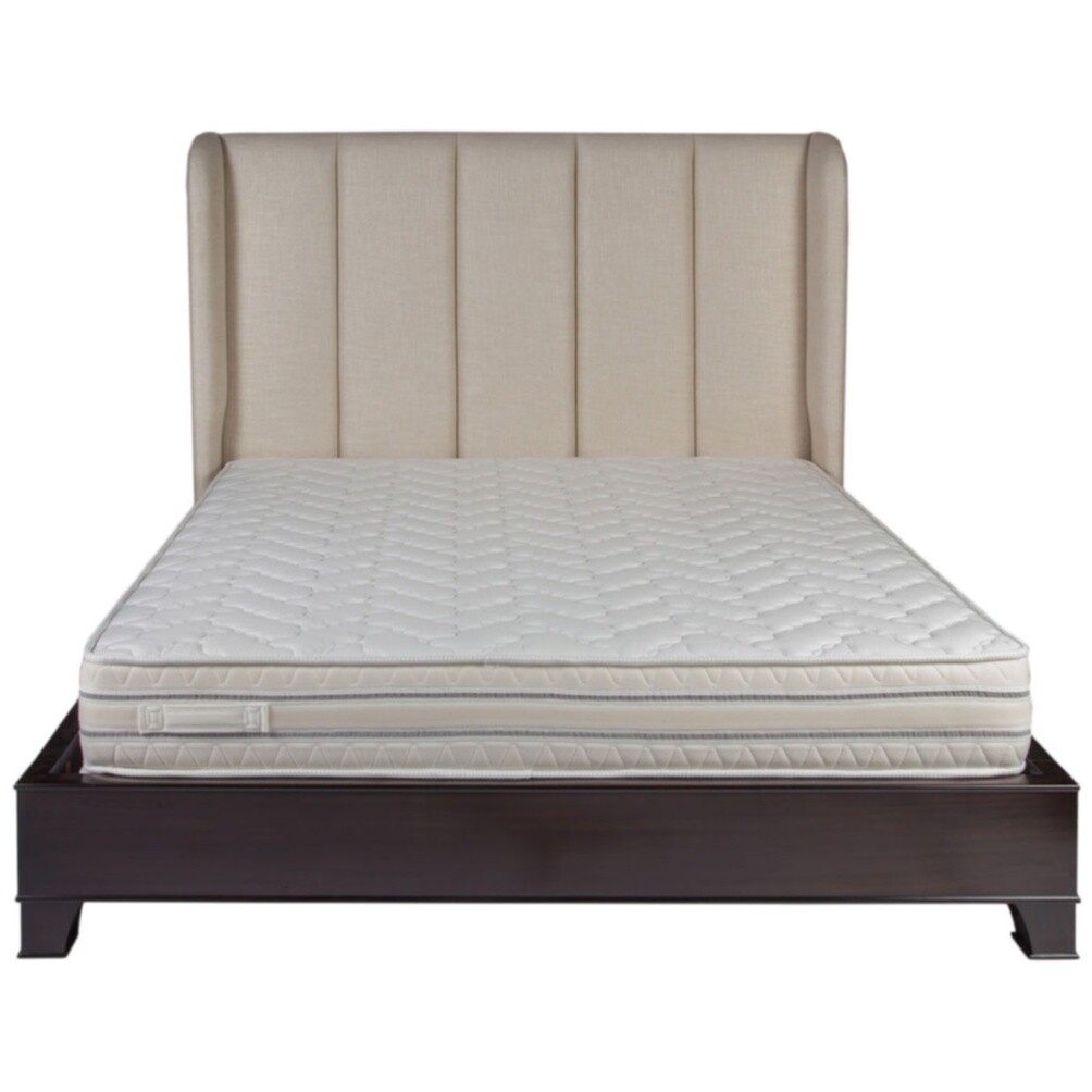 Кровать двуспальная с мягким изголовьем 180х200 см светло-коричневая Polly