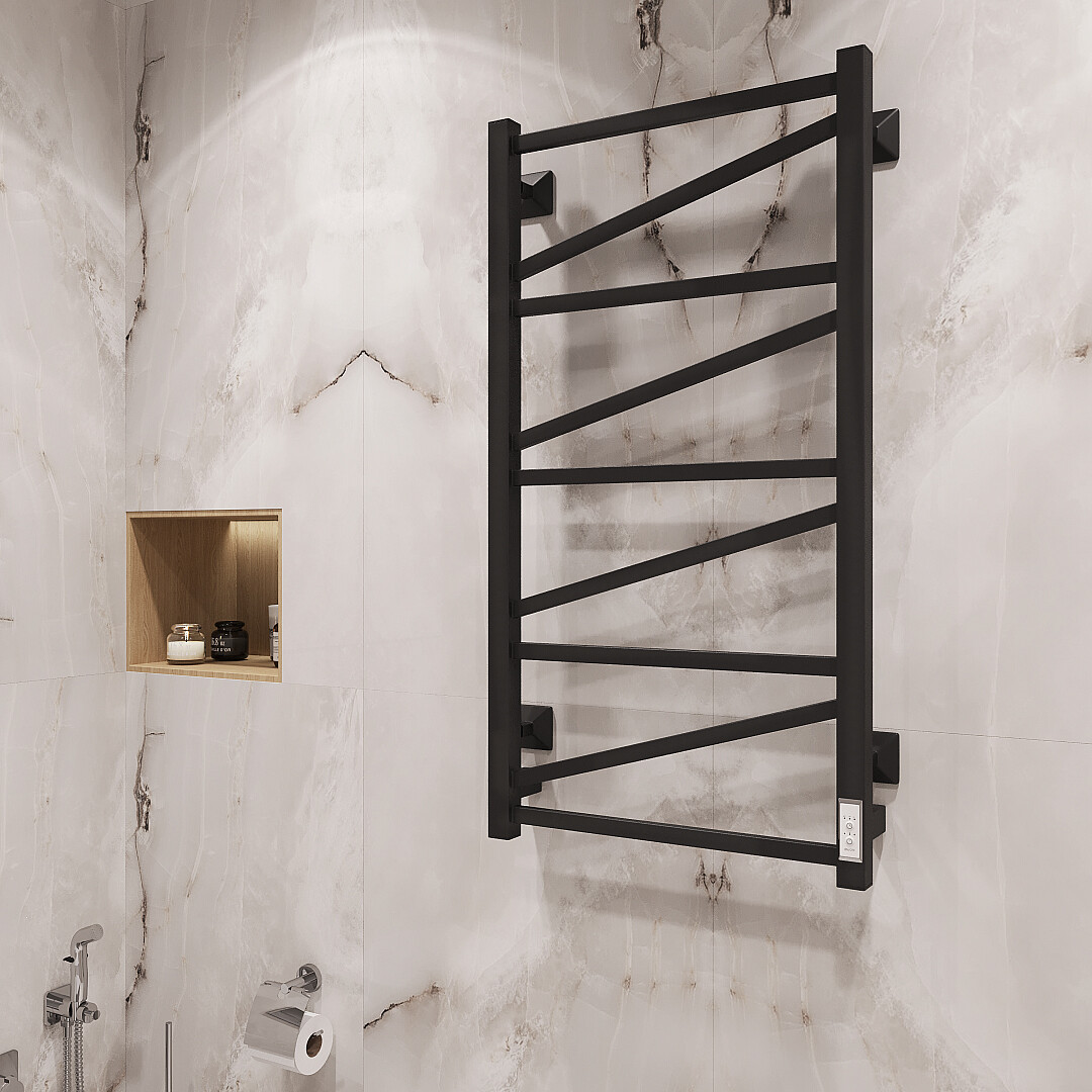 Полотенцесушитель электрический 100x50 см чёрный матовый Ewrika "Пенелопа" Z 4657771773709 - изображение 7