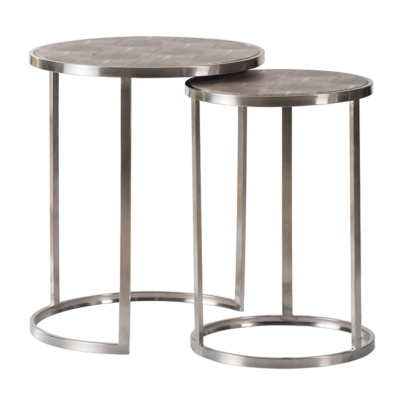 Приставные столики на металлических ножках 2 шт серебро Glasar 45496