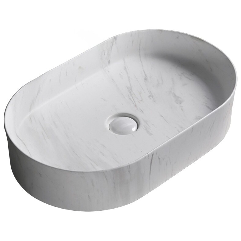 Раковина накладная фарфоровая овальная 35х50 см белый мрамор Cerutti SPA CR0055B MMW1