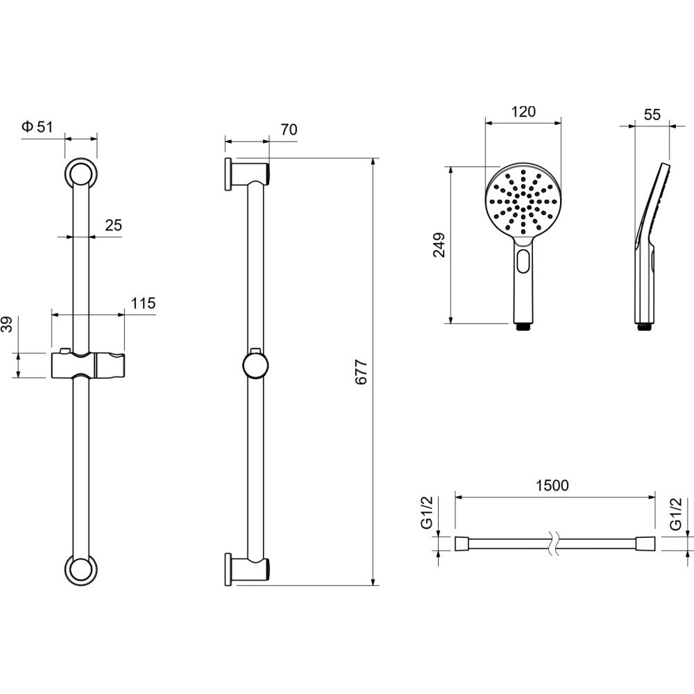 Душевая стойка с ручной лейкой золотая Aquatek "Оберон" AQ2016BG - изображение 4