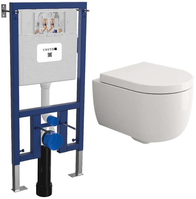 Унитаз подвесной белый Bocchi Parma 1417-001-0129 с инсталляцией Creto Premium 2.0 INST-CR-2.0