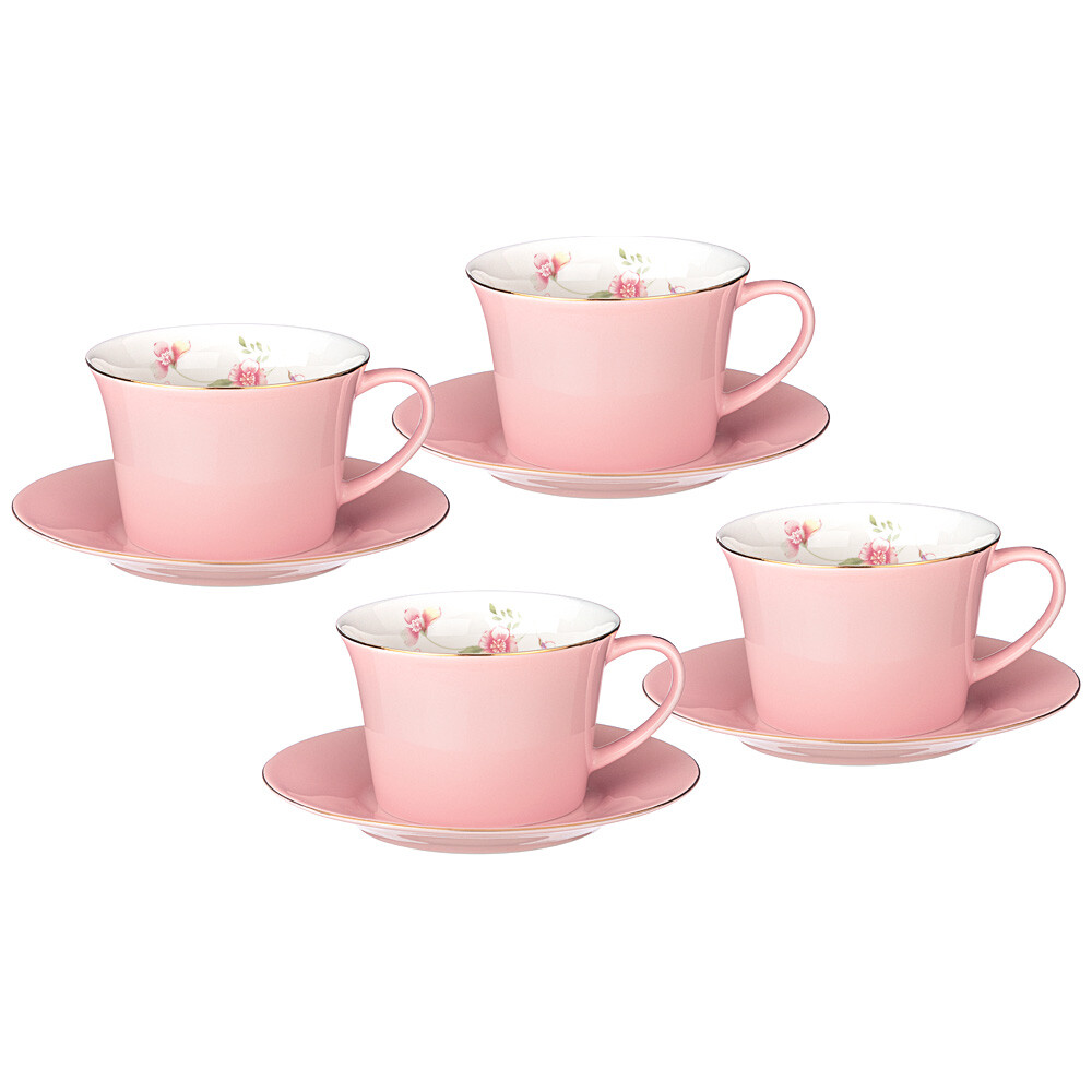 Чайный набор на 4 персоны розовый, 8 предметов розовый &quot;Времена года&quot;