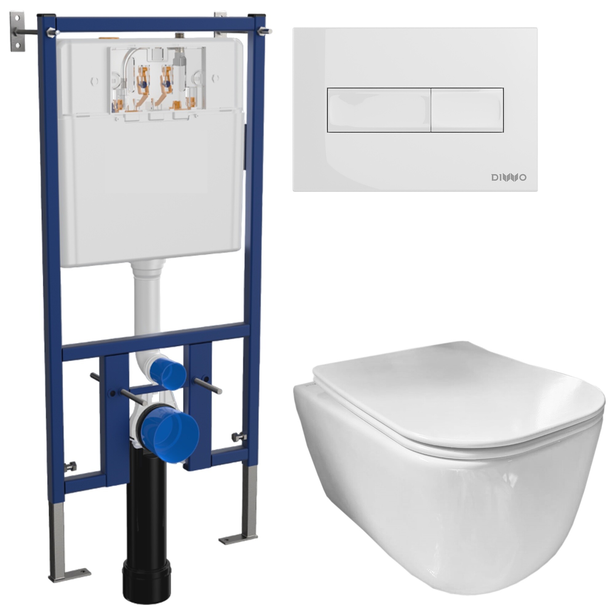 Унитаз подвесной Ceramicanova New Day CN3005 с инсталляцией Diwo 4501, с кнопкой белой 7320