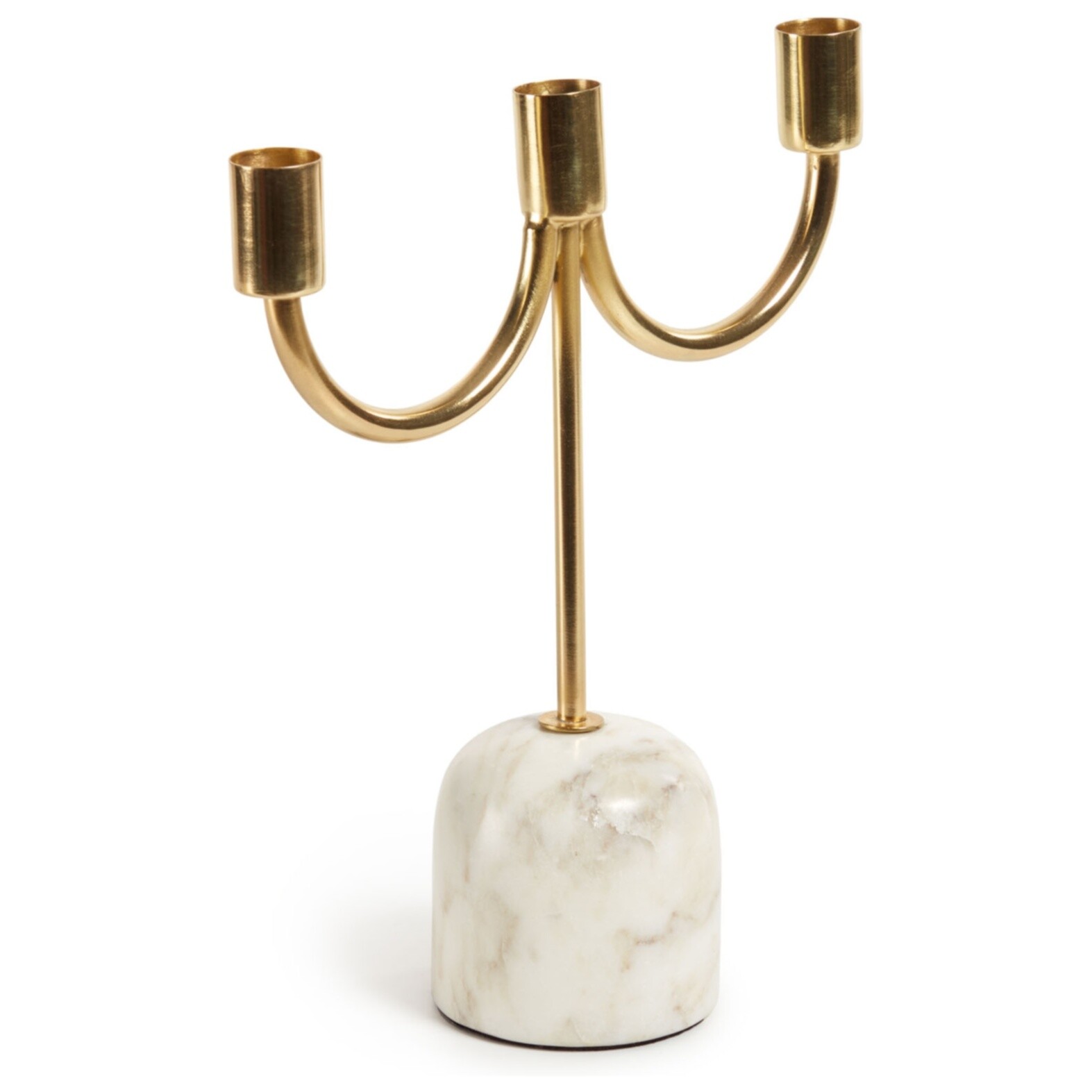 Канделябр металлический на мраморном основании 25 см на 3 свечи белый, золотой Perca от La Forma
