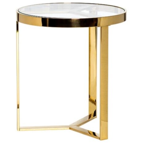 Приставной столик стеклянный круглый с золотыми ножками Bridge Gold
