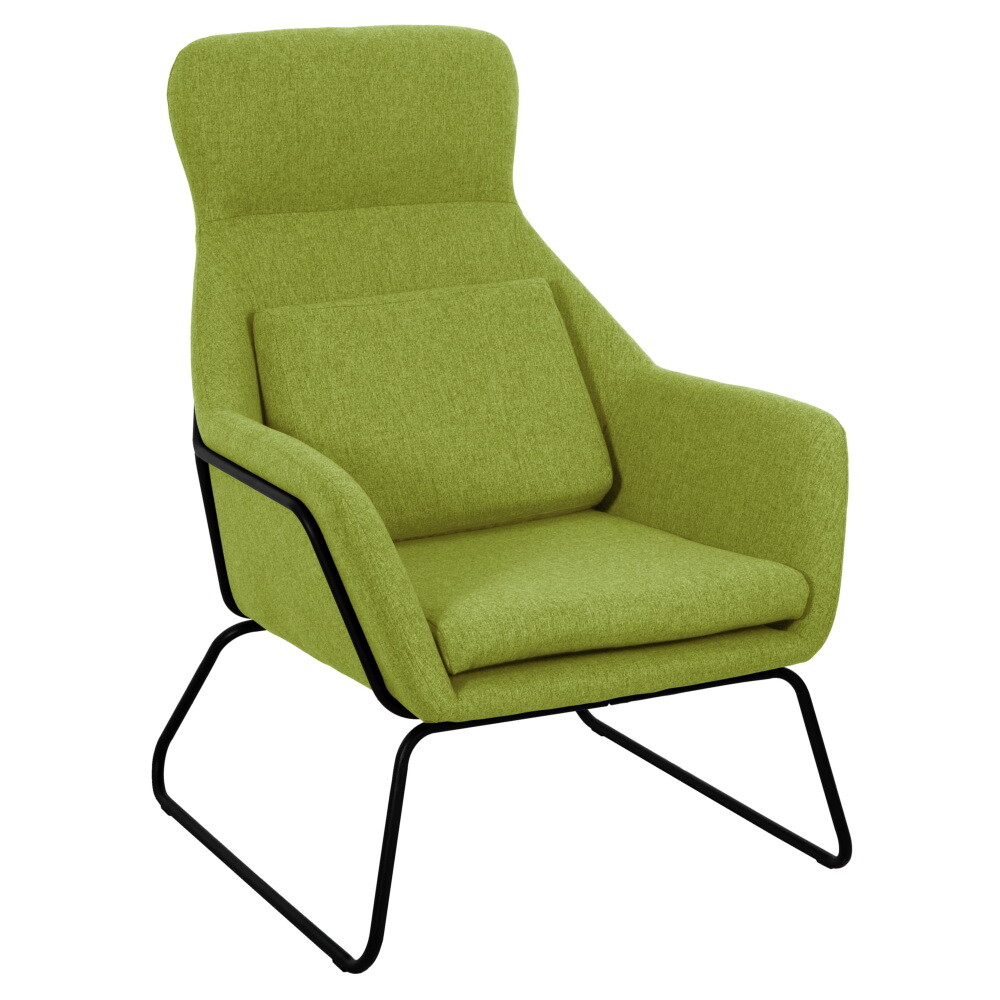 Кресло на металлических ножках с подголовником вельвет ярко-зеленое Archie