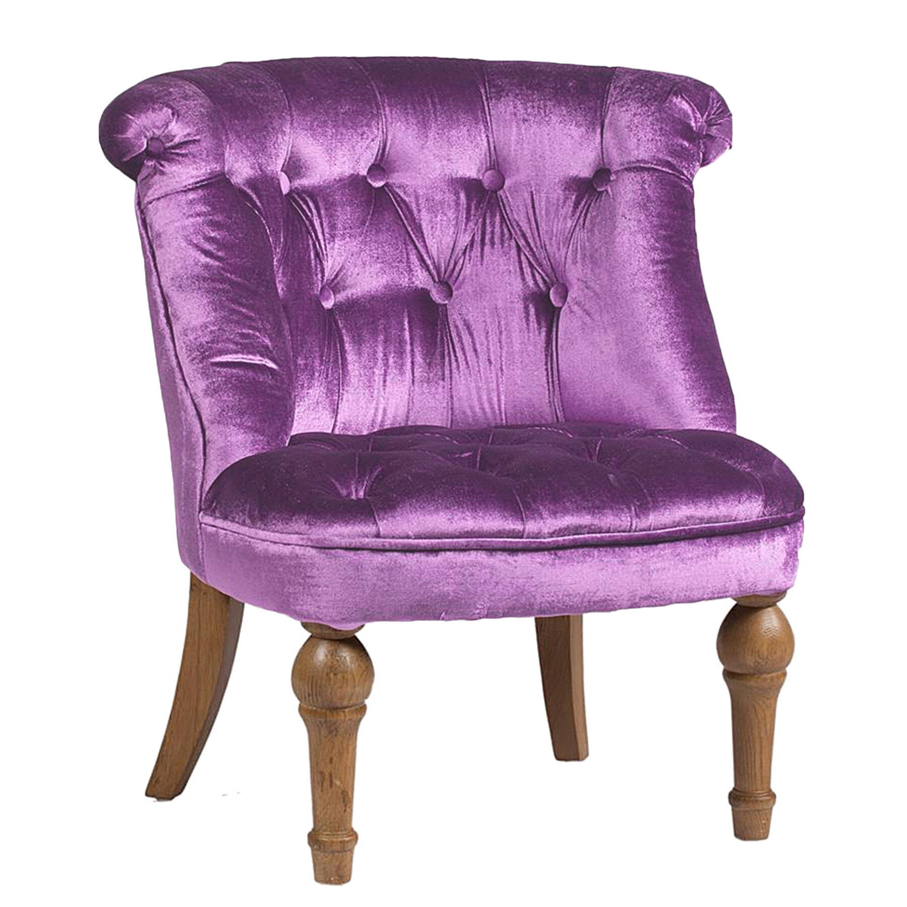 Кресло мягкое с фигурными ножками вельвет лиловое Sophie Tufted Slipper Chair