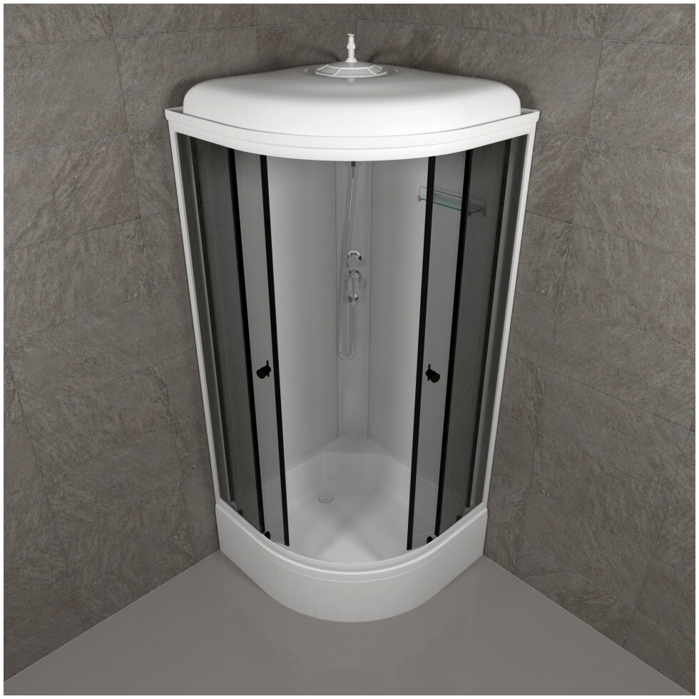 Душевая кабина четверть круга со средним поддоном 90х90 см белая Triton "Грэй В" Щ0000066463 - изображение 6