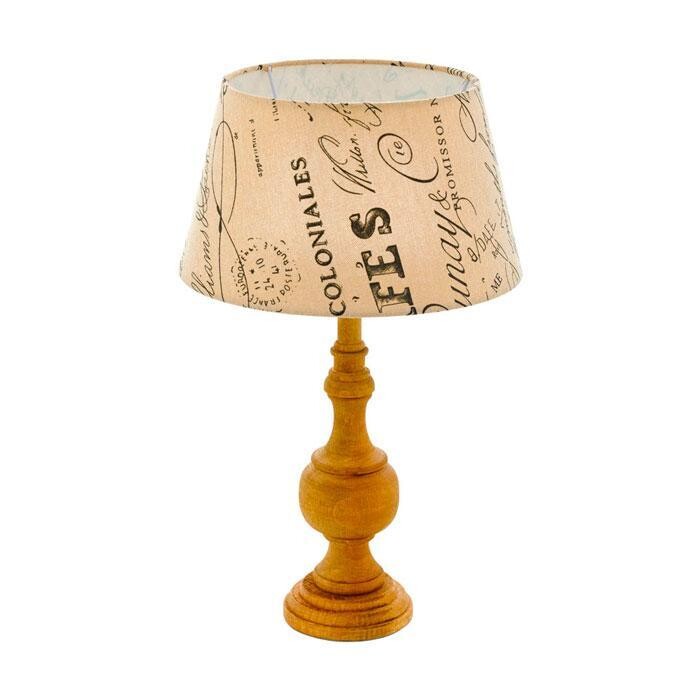 Настольная лампа деревянная с абажуром с принтом 41,5 см Thornhill 43244