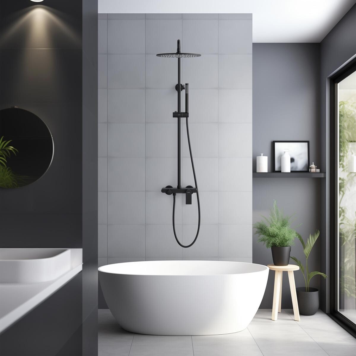 Душевой комплект с лейкой, смесителем и тропическим душем черный Aquatek "Лира" AQ2440MB - изображение 5