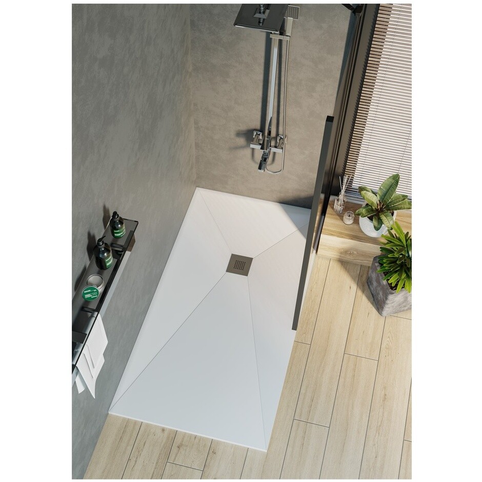Душевой поддон из искусственного камня прямоугольный 80х160 см белый Creto Ares 1-0046 - изображение 7