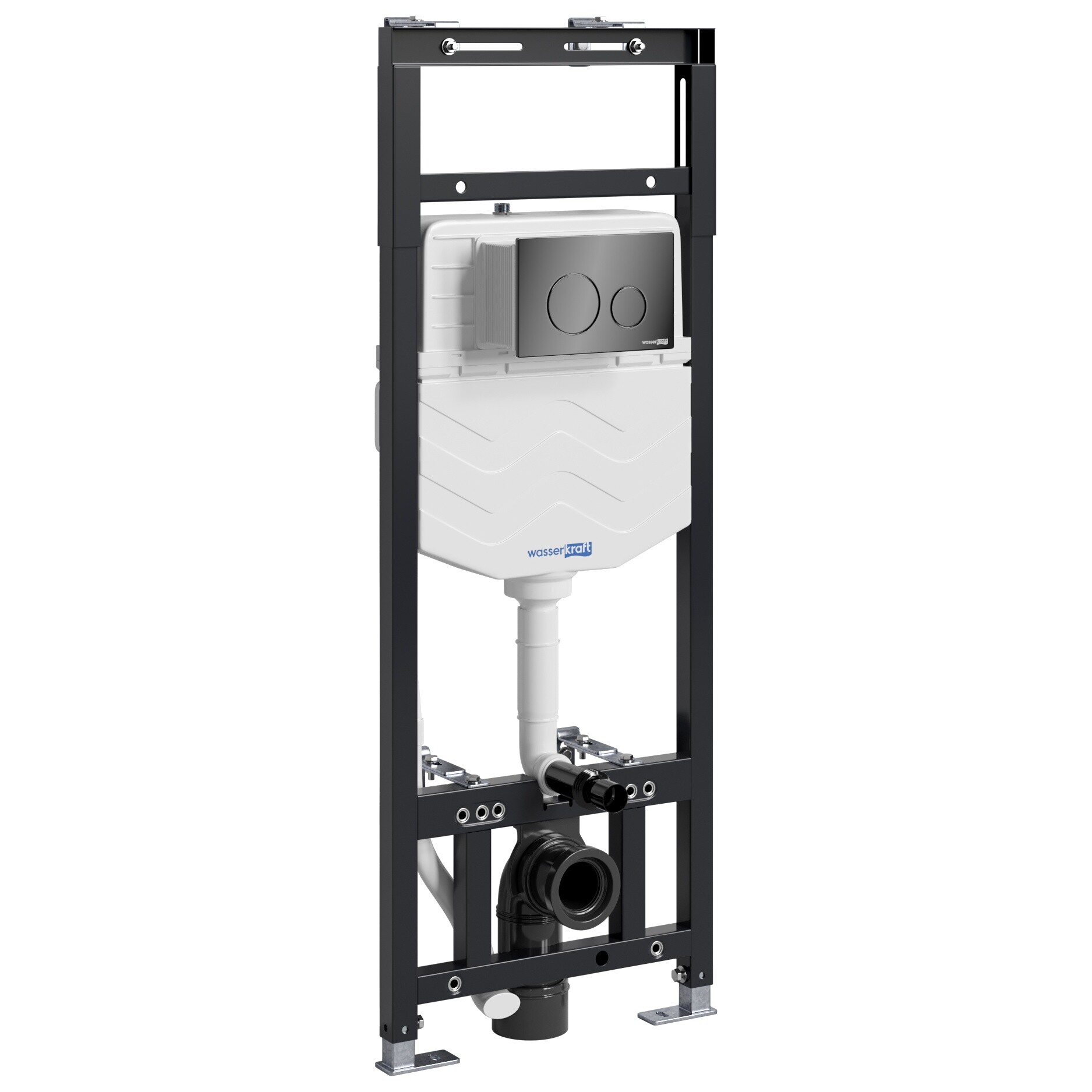 Инсталляция для унитаза с кнопкой смыва черный глянец Wasserkraft Alme 15TLT.010.ME.PB02