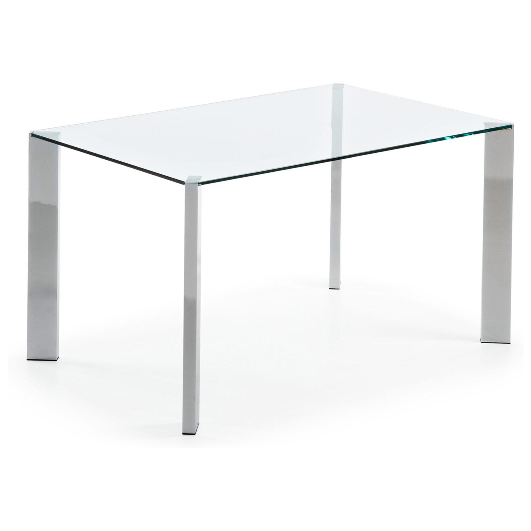 Обеденный стол стеклянный с ножками хром 140 см Corner от La Forma