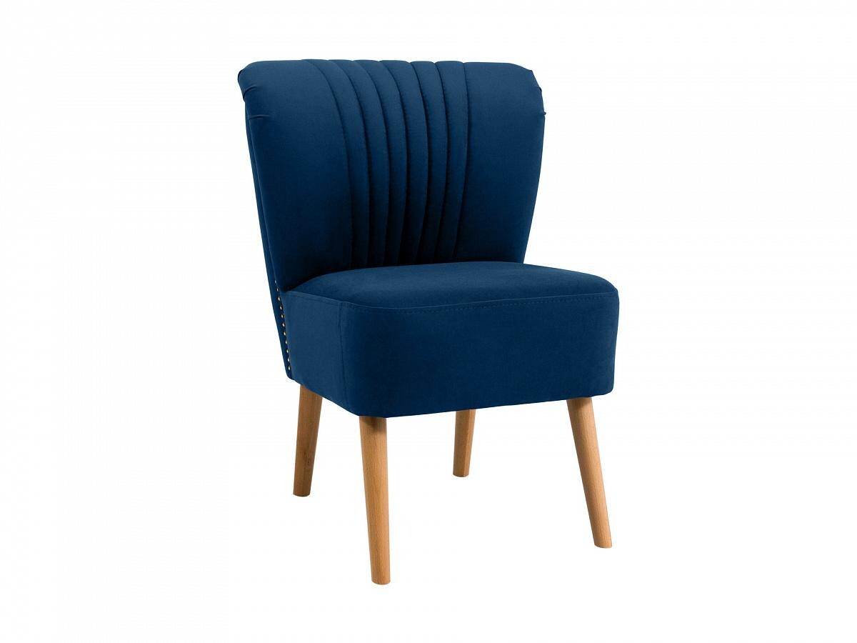Кресло мягкое синее со светлыми ножками Barbara