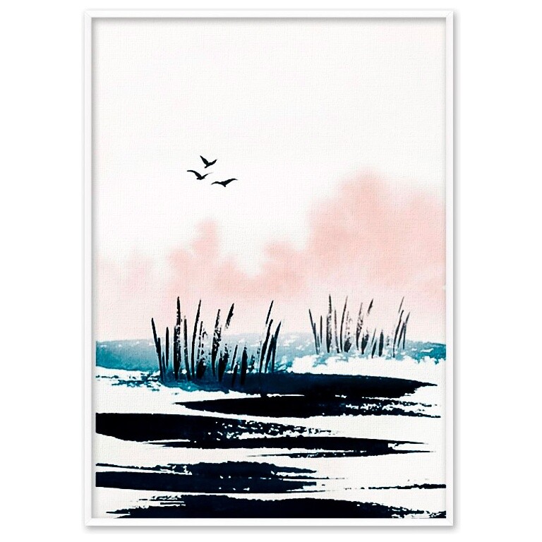 Постер на холсте в белой раме розовый, синий &quot;Природа&quot; №303 18-0152-40х60