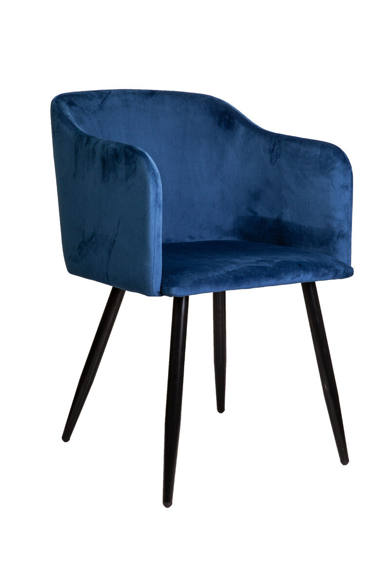 Обеденное кресло с мягкими подлокотниками синее Orly