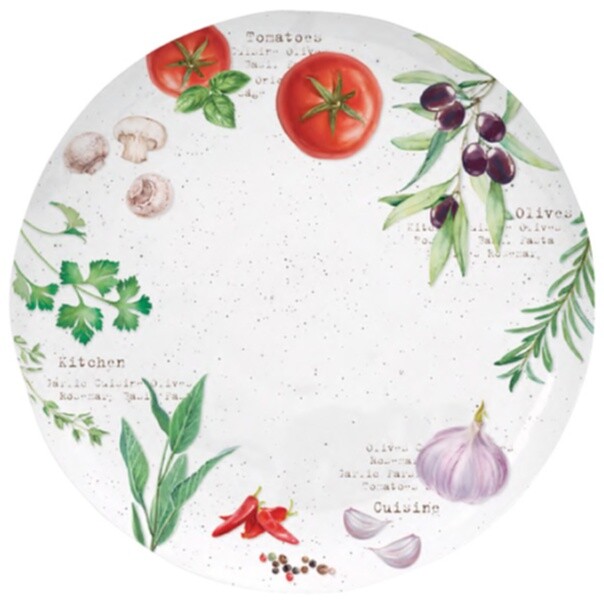 Тарелка фарфоровая обеденная 26 см белая с рисунком &quot;Домашняя кухня&quot;
