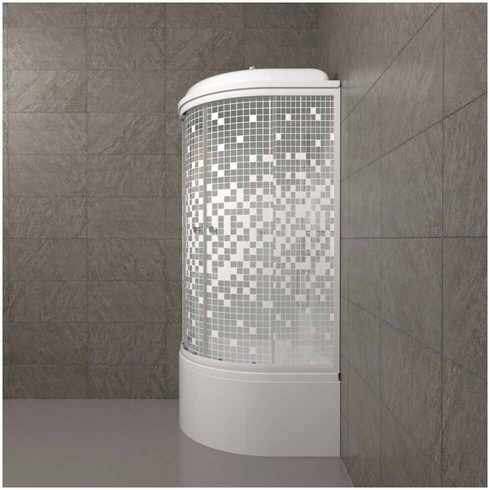 Душевая кабина четверть круга с высоким поддоном 90х90 см белая Triton "Мозаика Б" Щ0000061834 - изображение 12