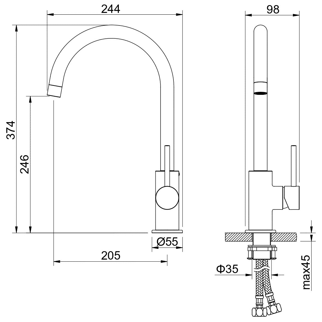 Смеситель для кухни однорычажный оружейная сталь Aquatek "Европа" AQ1382BGM - изображение 9