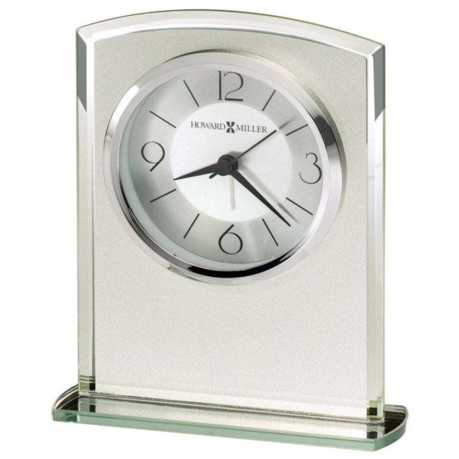 Часы настольные кварцевые стеклянные с будильником 16х13х4 см серебристые Glamour