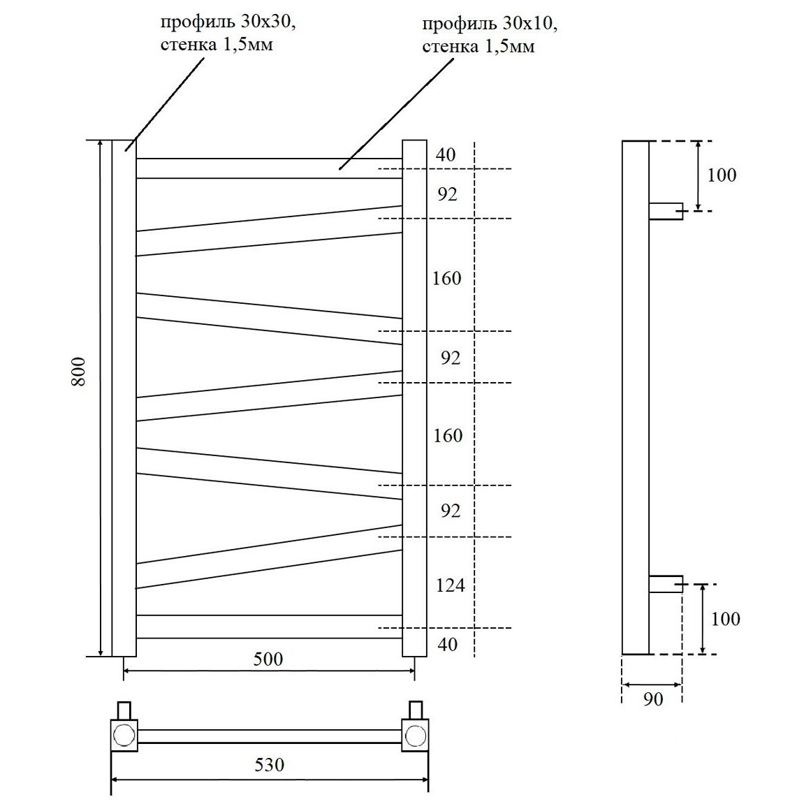 Полотенцесушитель электрический 50х80 см белый Point "Феникс" PN15158WE П7 - изображение 5