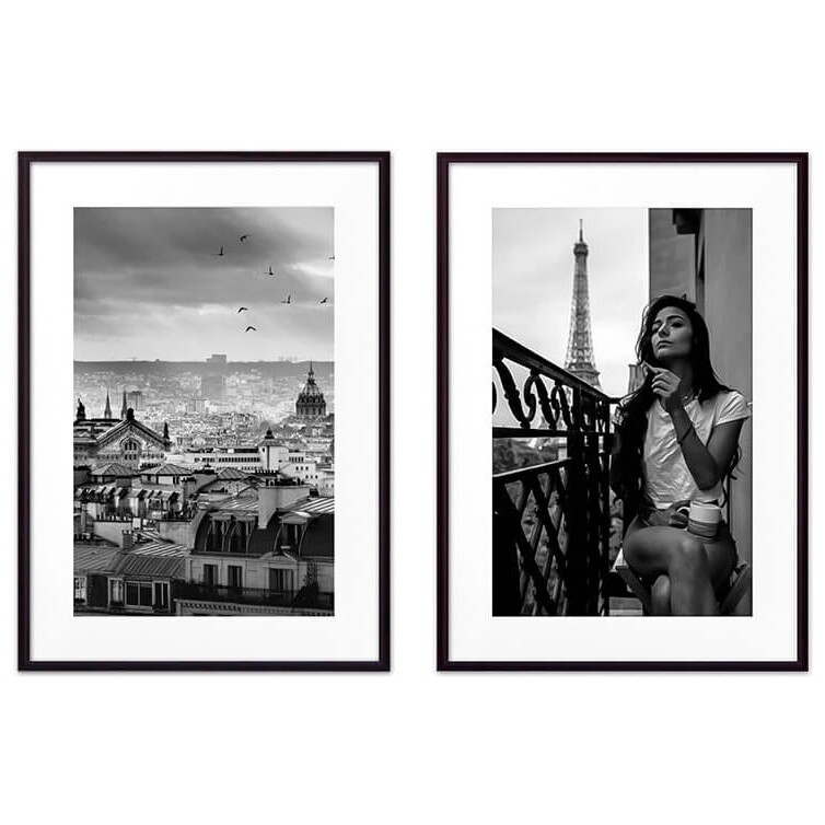 Коллаж из 2 постеров черно-белый 40х60 см &quot;Париж №4&quot;
