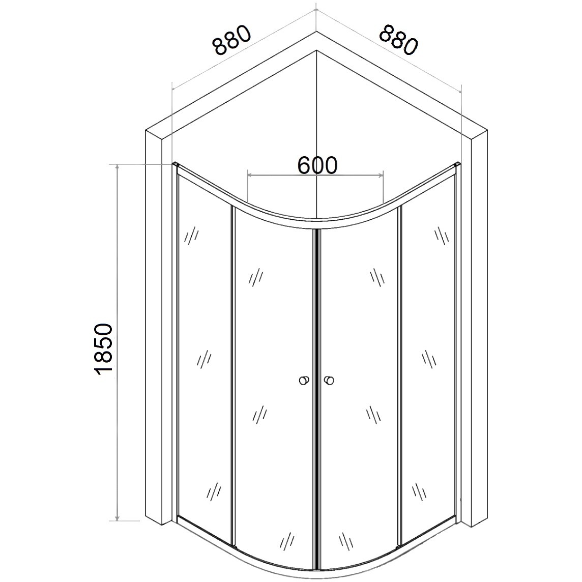 Душевой уголок четверть круга 90х90 см хром Diwo "Коломна" KL01-090MCR-G - изображение 5