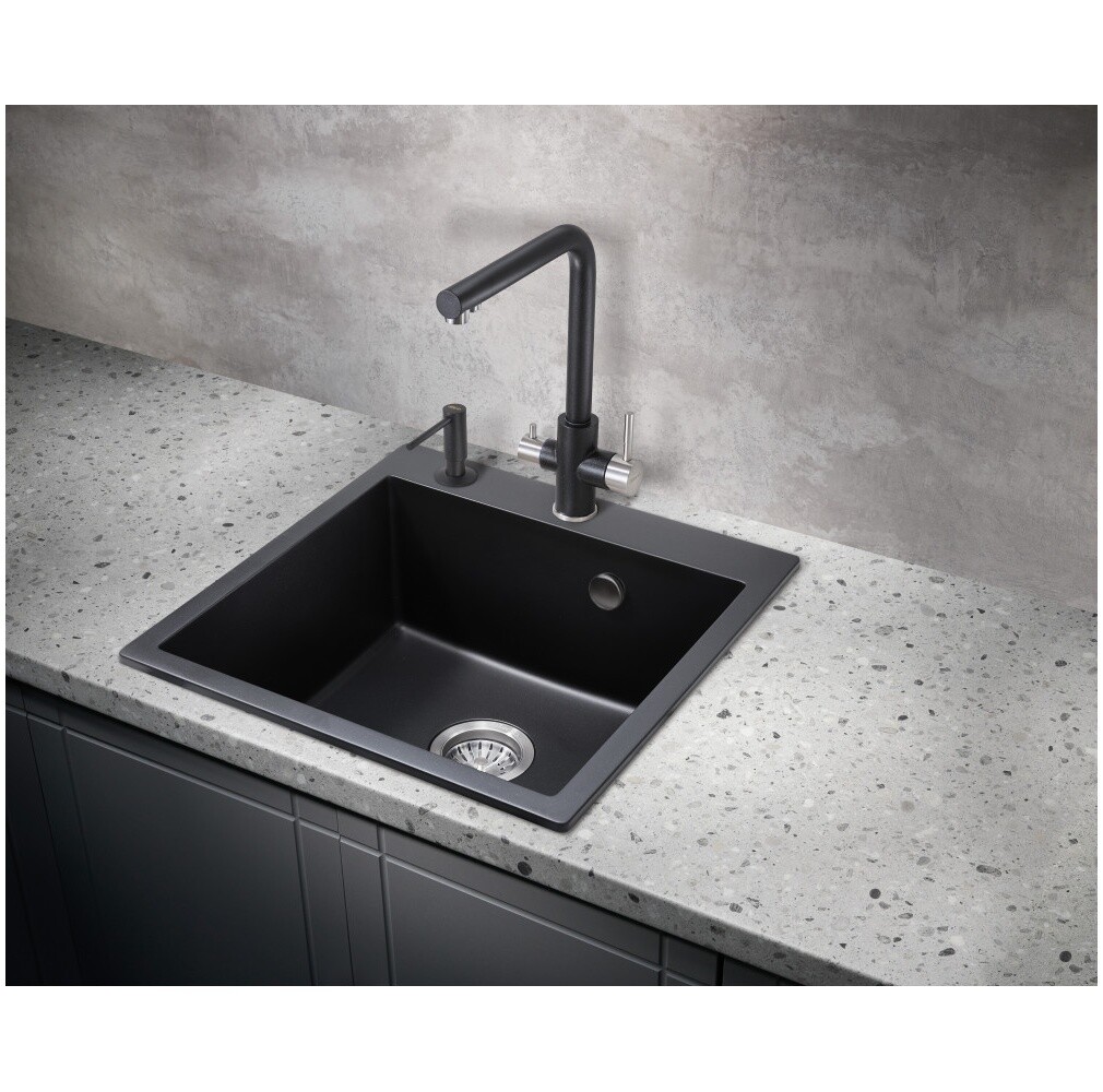 Мойка кухонная черная матовая Milacio Murcia 51 Cuarzo MC.77021 - изображение 5