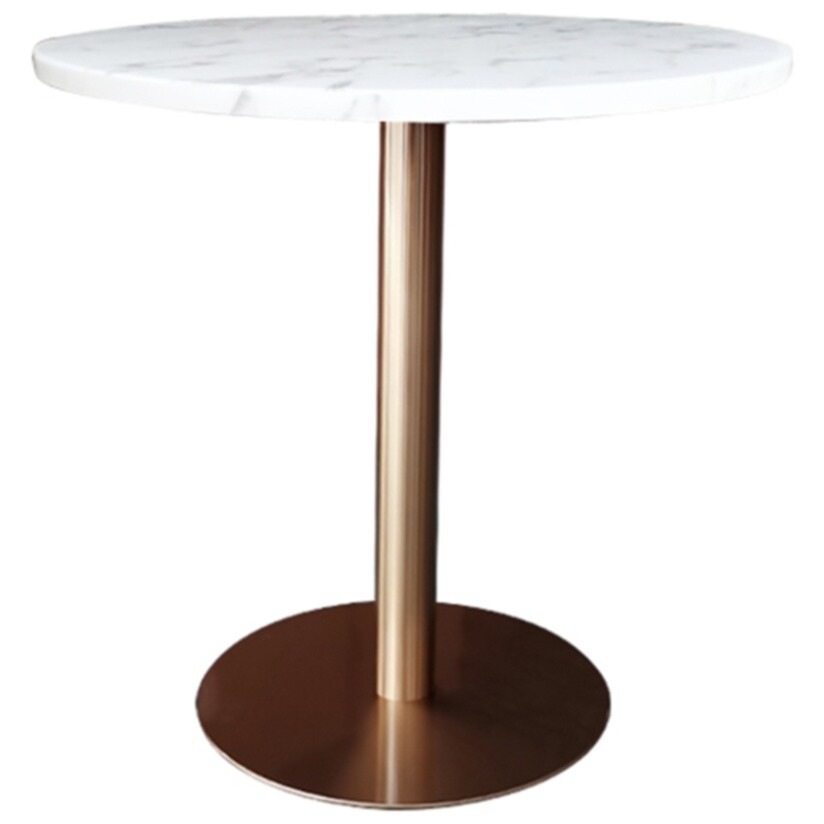 Кофейный столик круглый 60 см белый мрамор, золотой Trond