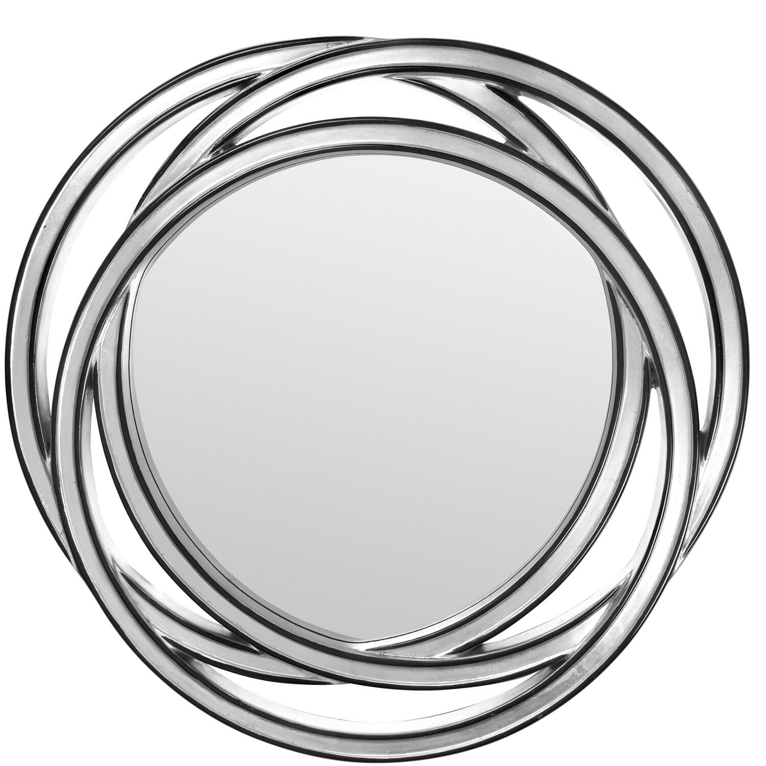 Зеркало настенное круглое в раме модерн 101 см серебро Scroll