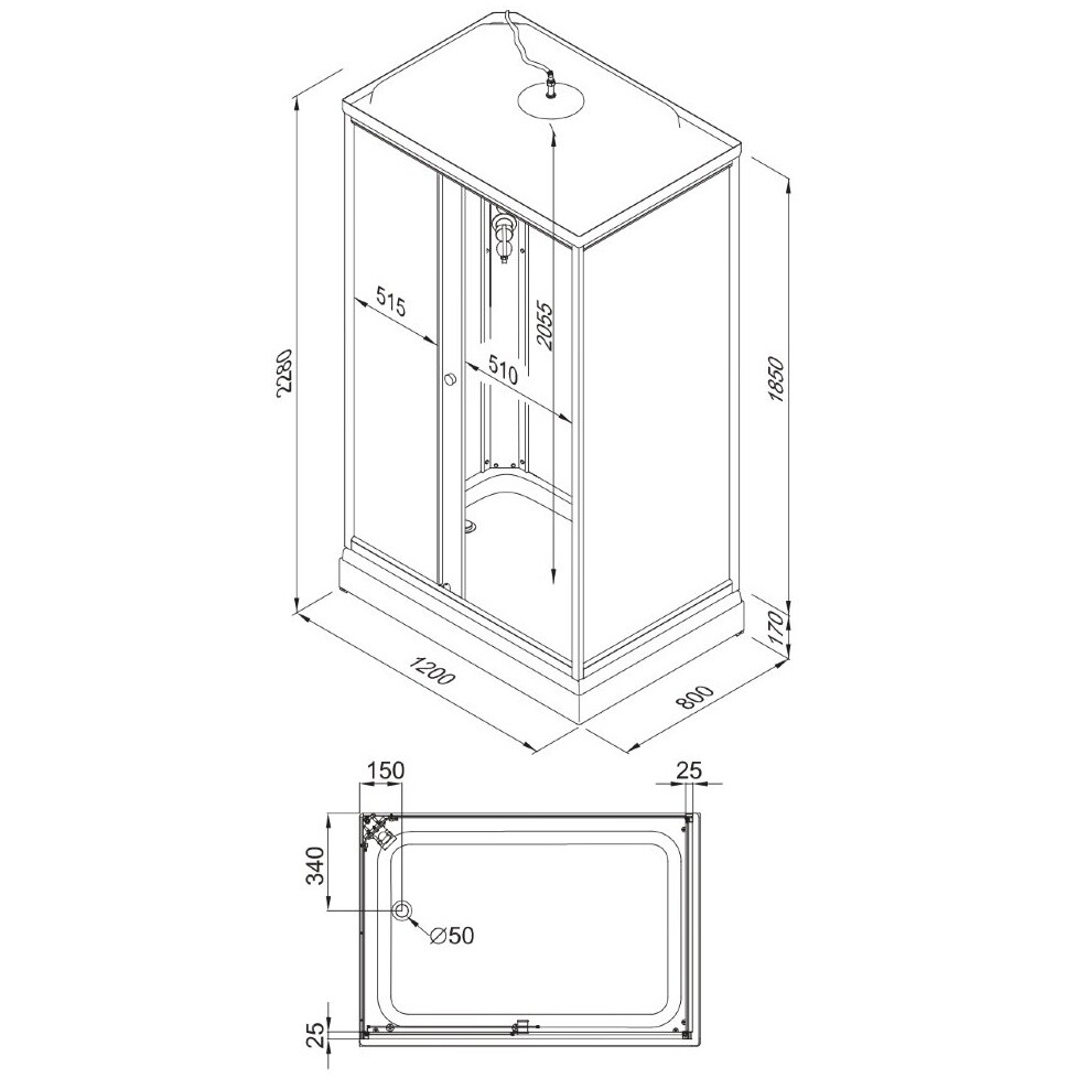 Душевая кабина прямоугольная с низким поддоном 80х120 см белые полосы Triton "Квадро А" Щ0000045508 - изображение 13