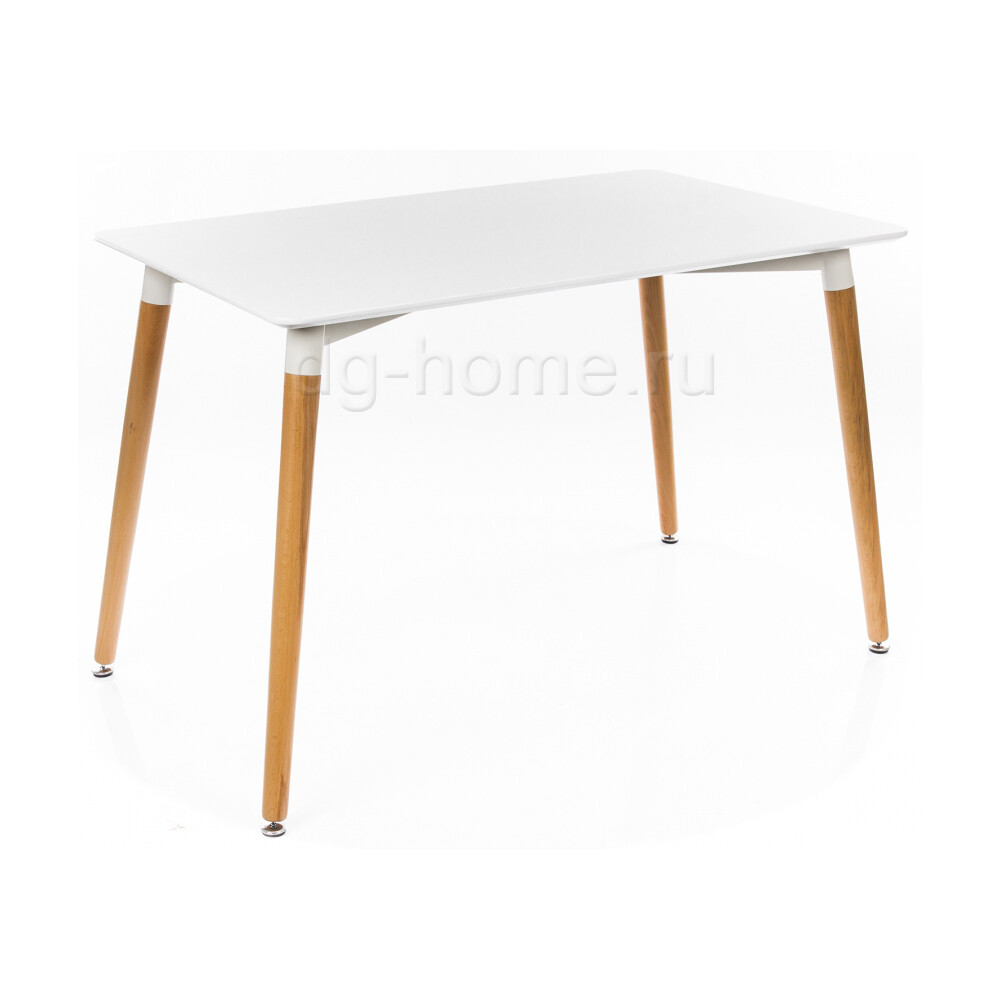 Обеденный стол белый с деревянными ножками 110 см PT-M81