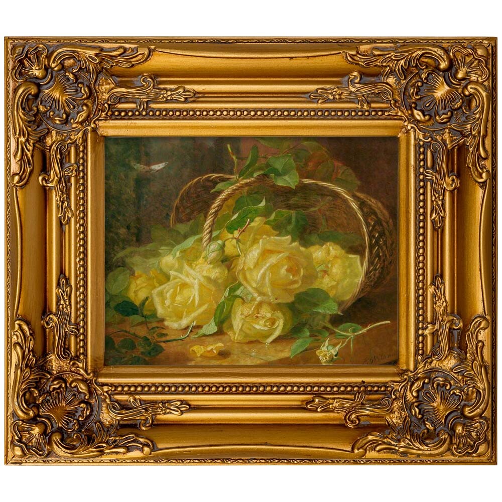 Репродукция картины с золотой раме «Розы»