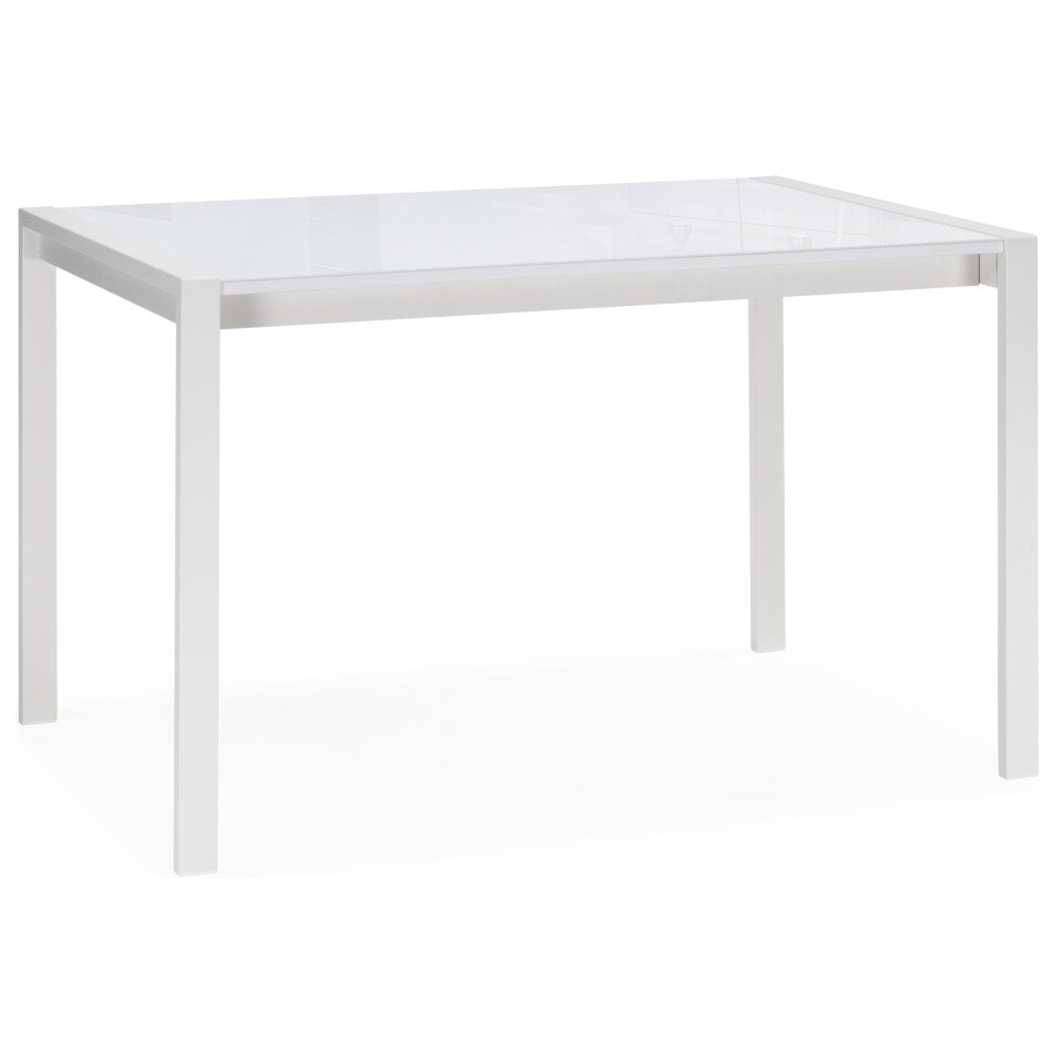 Обеденный стол раздвижной со стеклянной столешницей 80х120 см белый кристалл &quot;Линдисфарн&quot;
