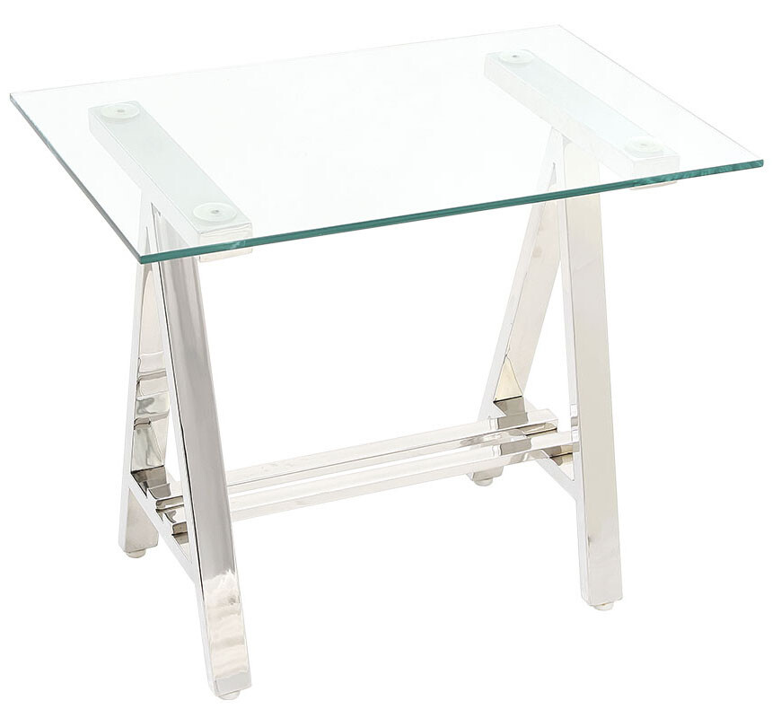 Приставной столик стеклянный с ножками хром 60 см